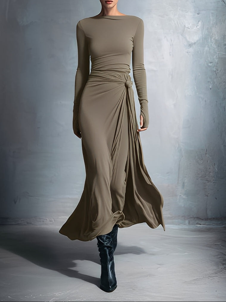 Women’s Side Knot Tie Waist Maxi Dress