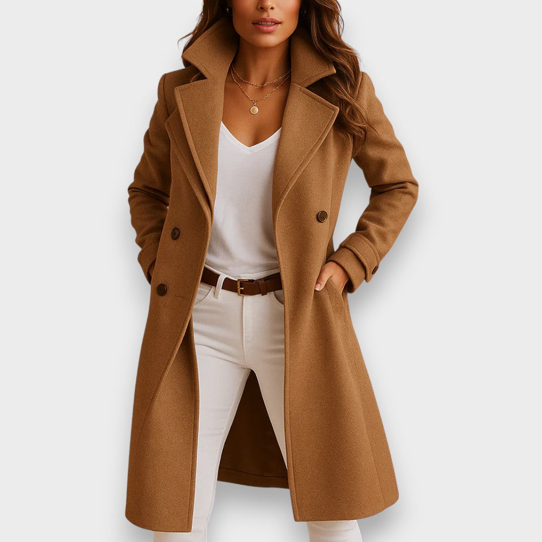 Women’s Double-Breasted Belted Long Coat