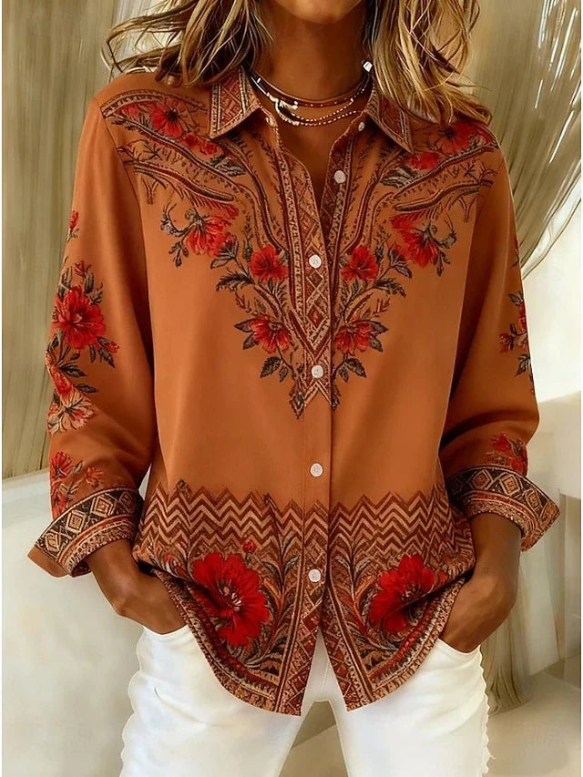 Women’s Floral Print Long Sleeve Blouse