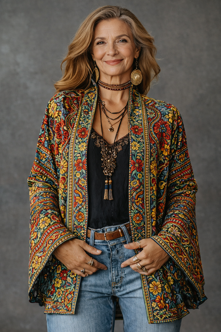 Women’s Boho Lightweight Open Front Kimono Jacket