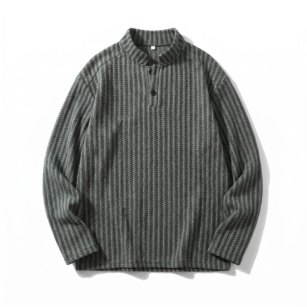 Men’s Textured Stand Collar Pullover Sweater