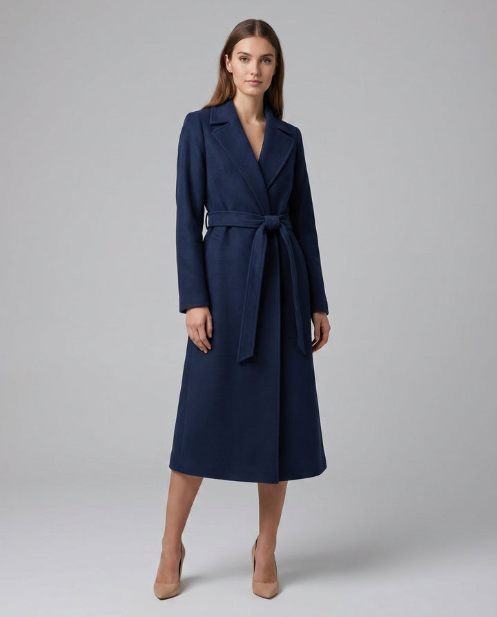 Women’s Belted Longline Lapel Coat