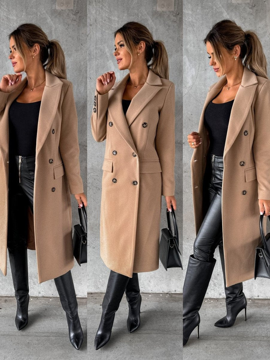 Women’s Double-Breasted Longline Overcoat