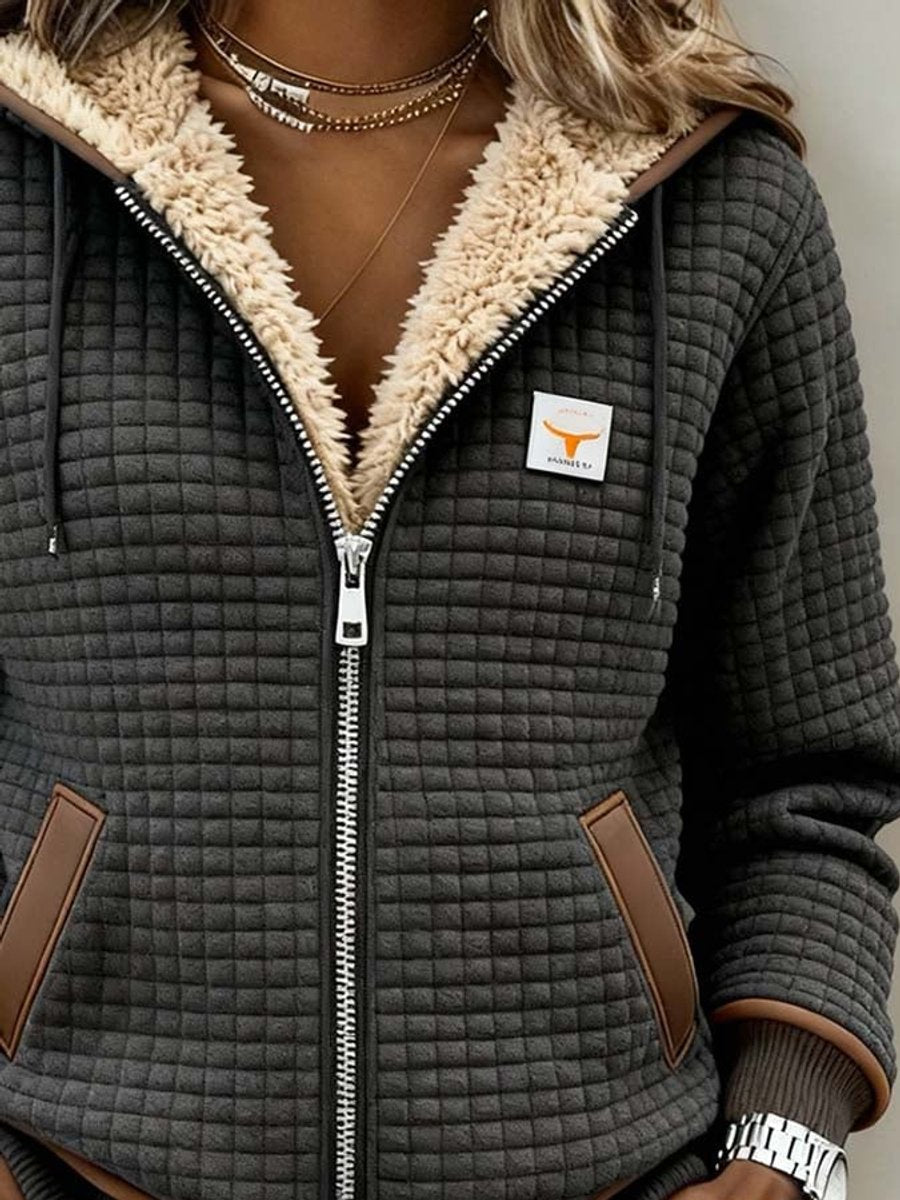 Women’s Sherpa Lined Quilted Zip Up Hooded Jacket