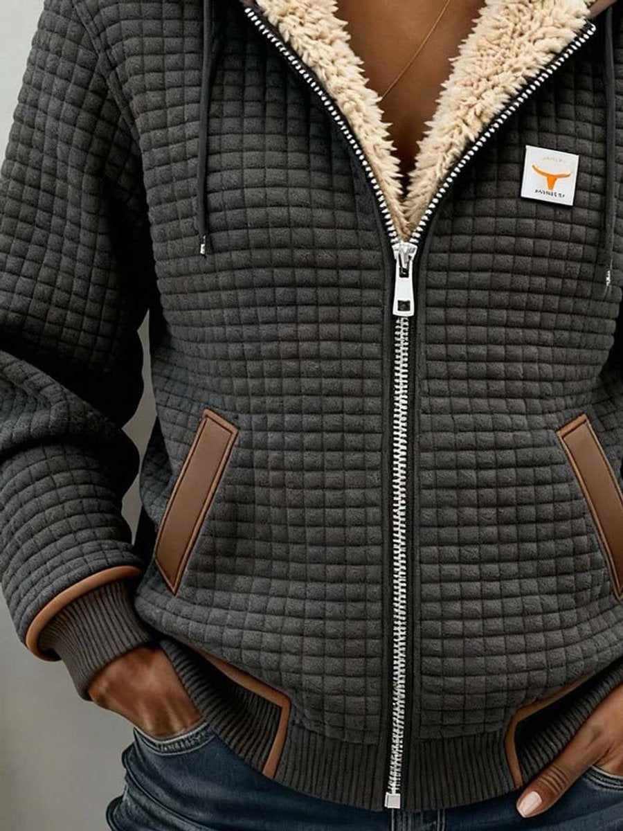 Women’s Sherpa Lined Quilted Zip Up Hooded Jacket