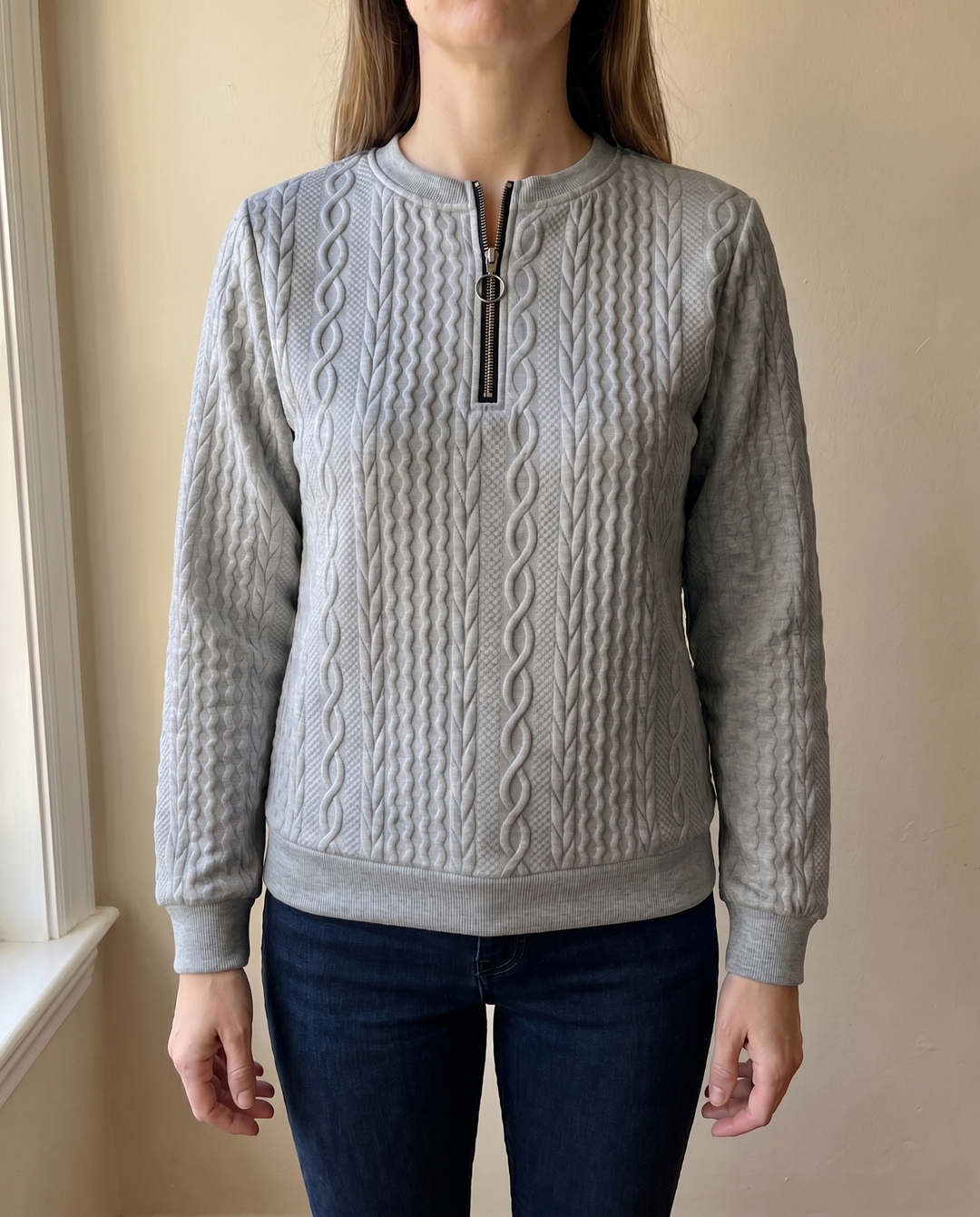 Women’s Textured Zip Up Sweatshirt