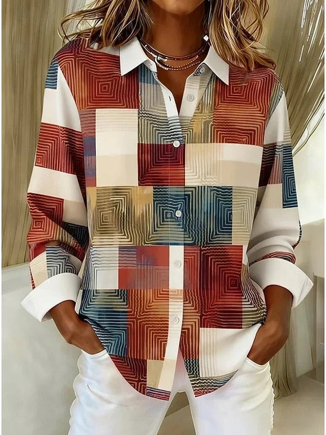 Women’s Vintage Patchwork Button Front Blouse