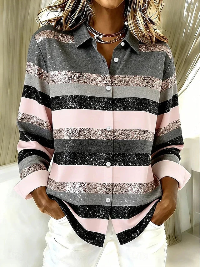 Women’s Casual Striped Button-Down Blouse