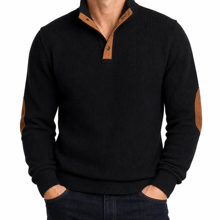 Men’s Button Front Henley Knit Sweater