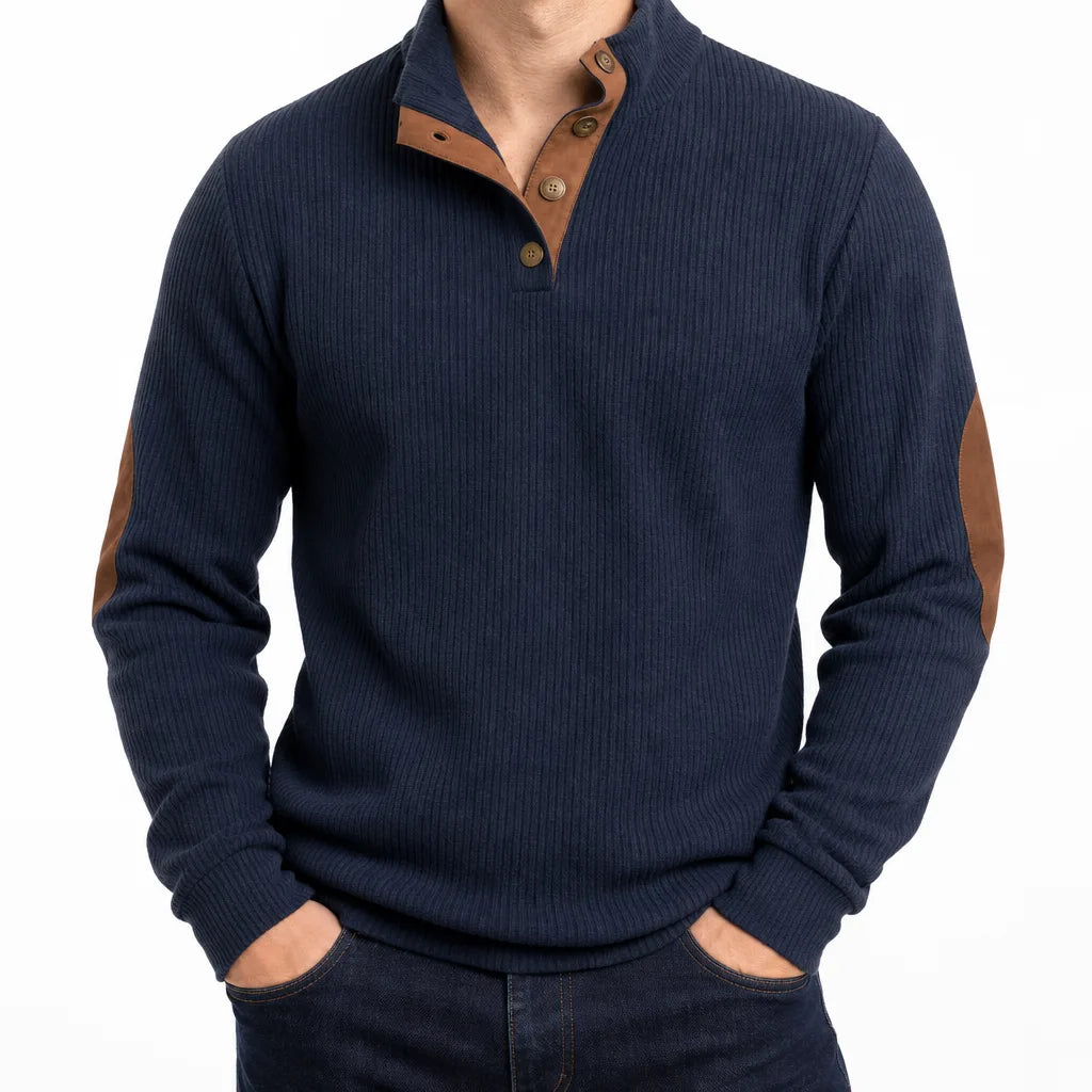 Men’s Button Front Henley Knit Sweater