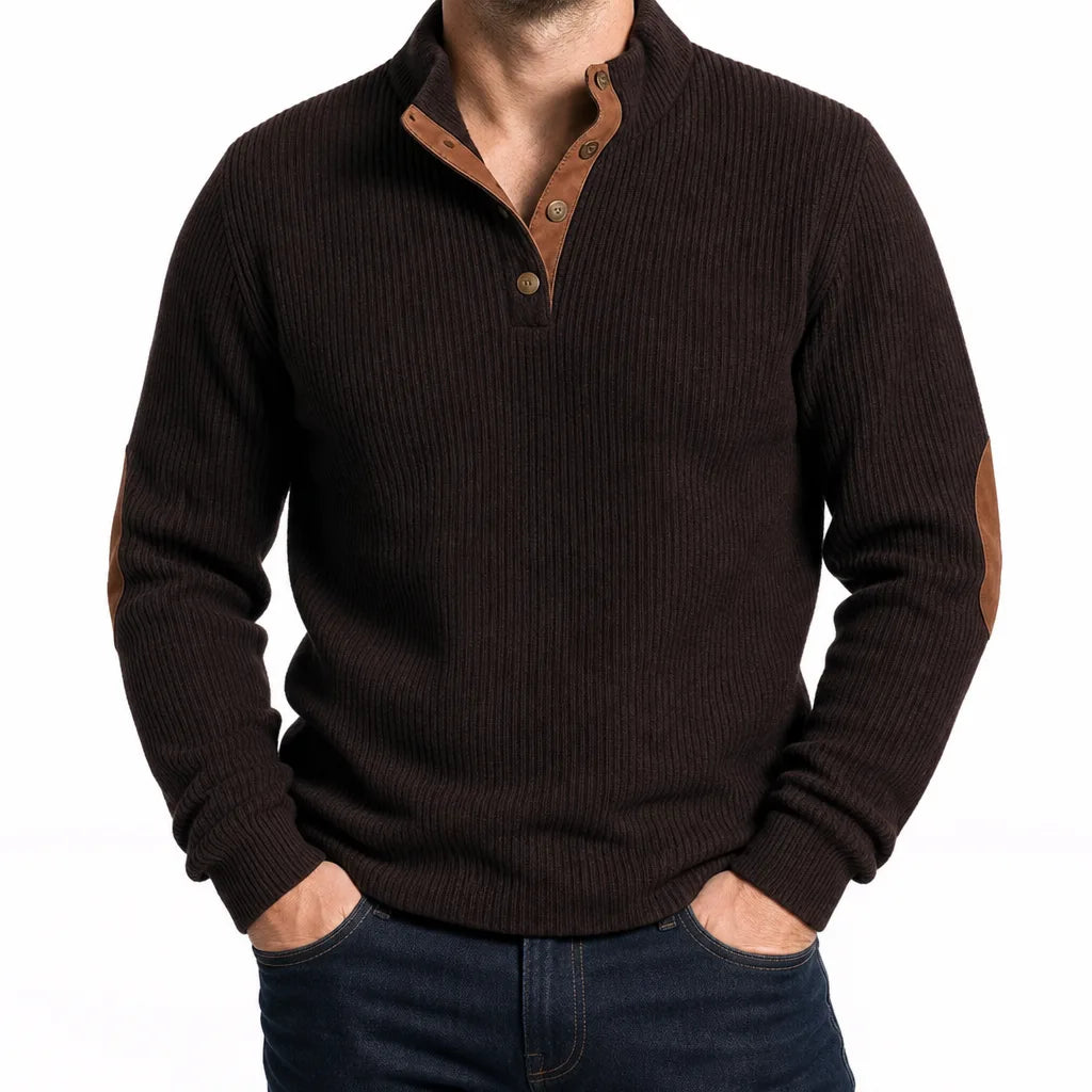 Men’s Button Front Henley Knit Sweater