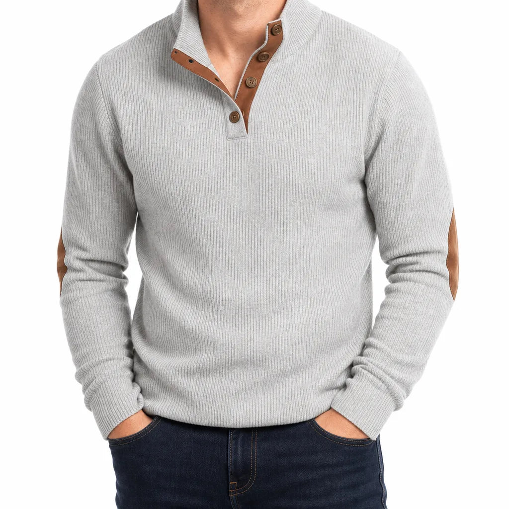 Men’s Button Front Henley Knit Sweater
