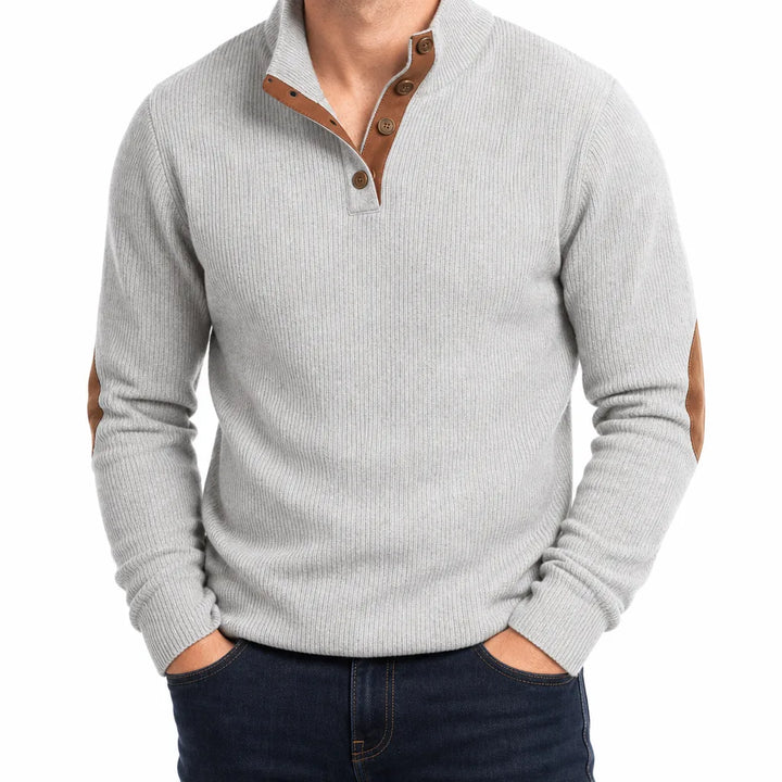 Men’s Button Front Henley Knit Sweater