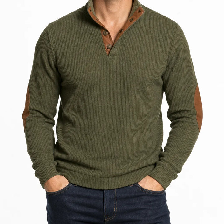 Men’s Button Front Henley Knit Sweater