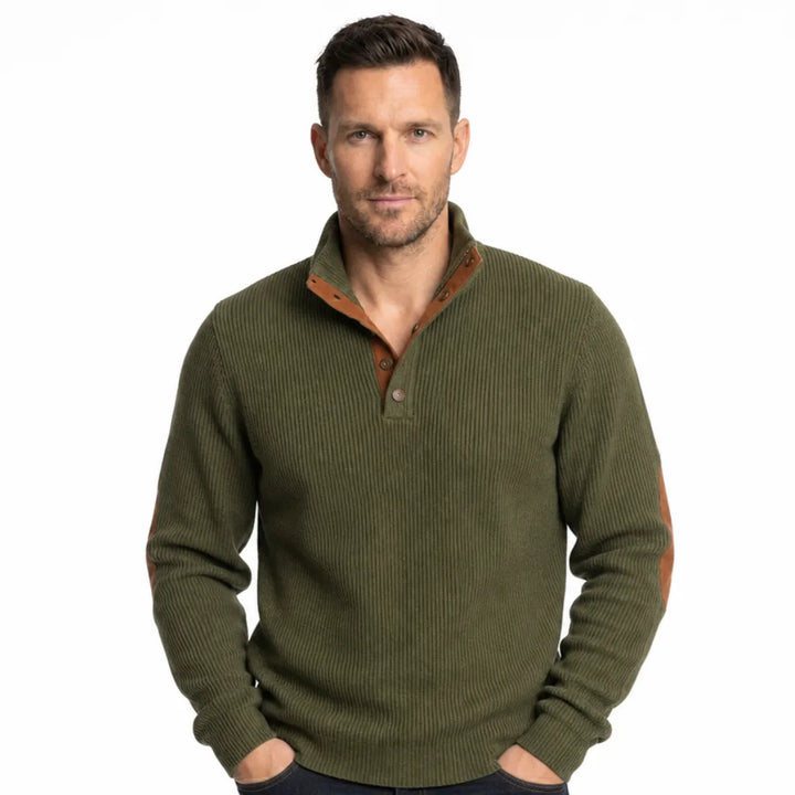 Men’s Button Front Henley Knit Sweater