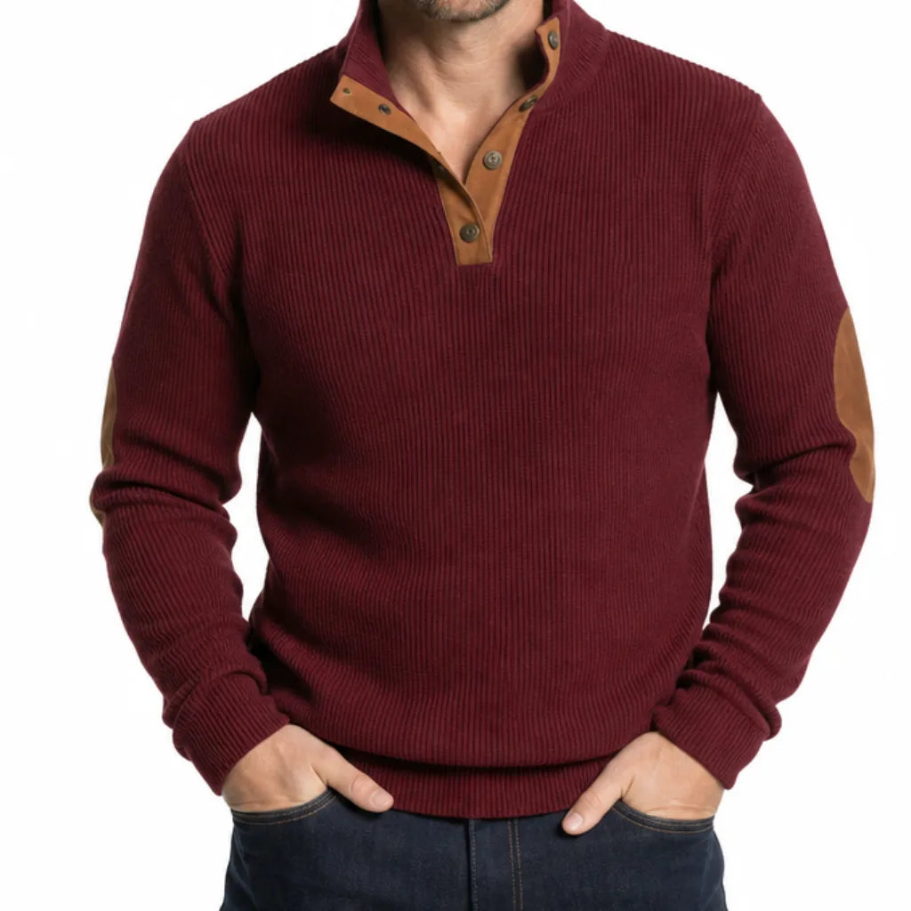 Men’s Button Front Henley Knit Sweater