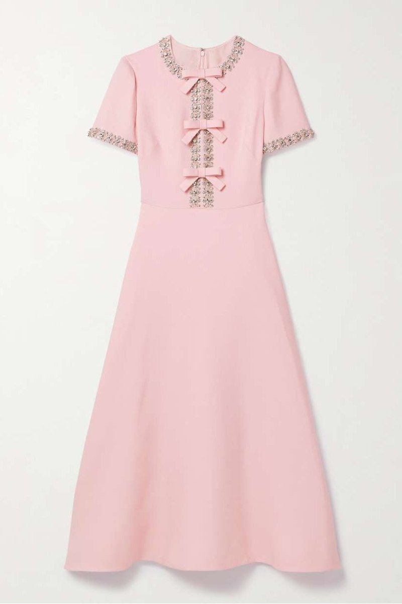 Women’s Crystal Embellished Bow Midi Dress